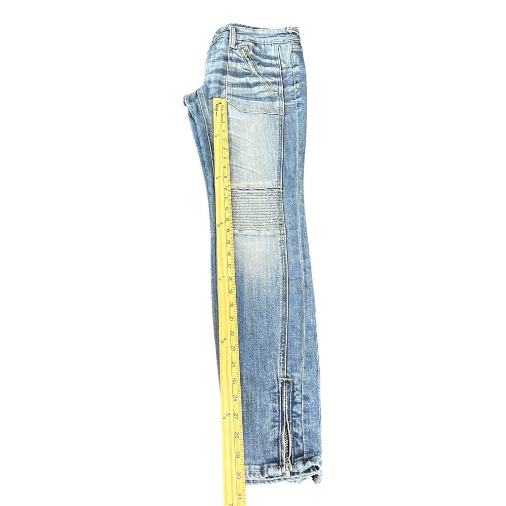 Vigoss Jeans Women Size 29 Blue The Motto Skinny Zip Ankle Stonewash Biker Denim - Picture 10 of 11